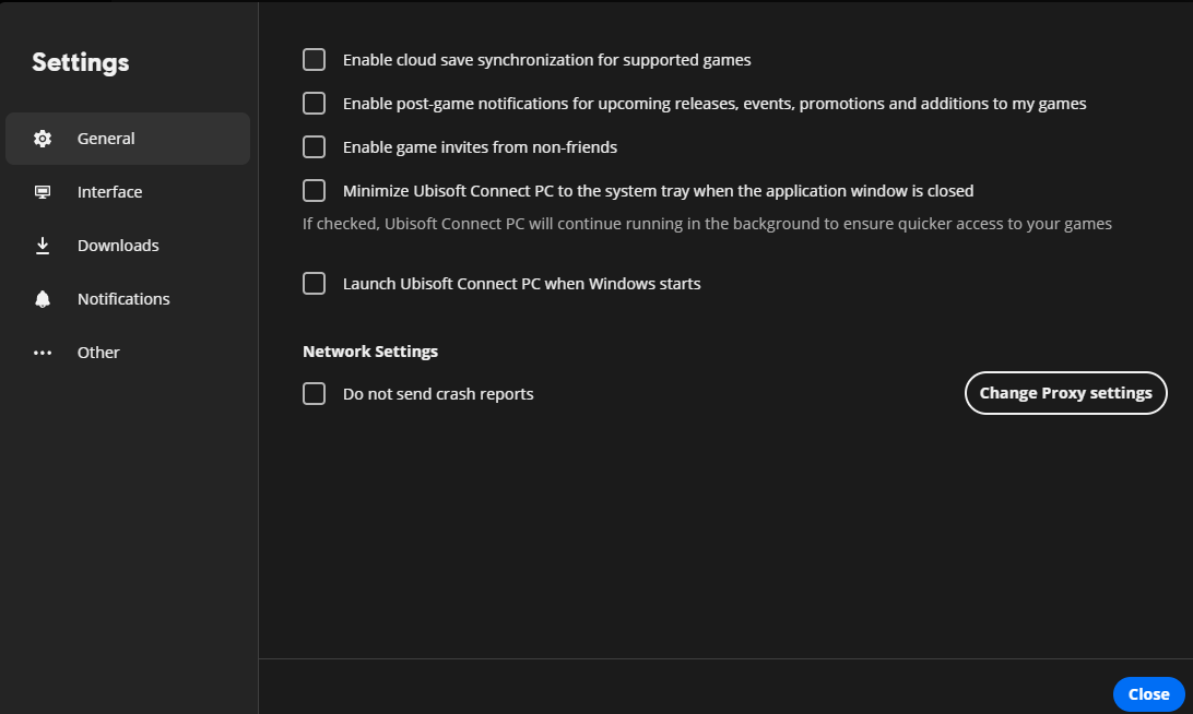 Cloud sync disabled in Ubisoft settings